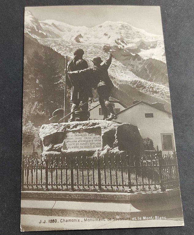 Cartolina Chamonix - Monument de Saussure et le Mont-Blanc