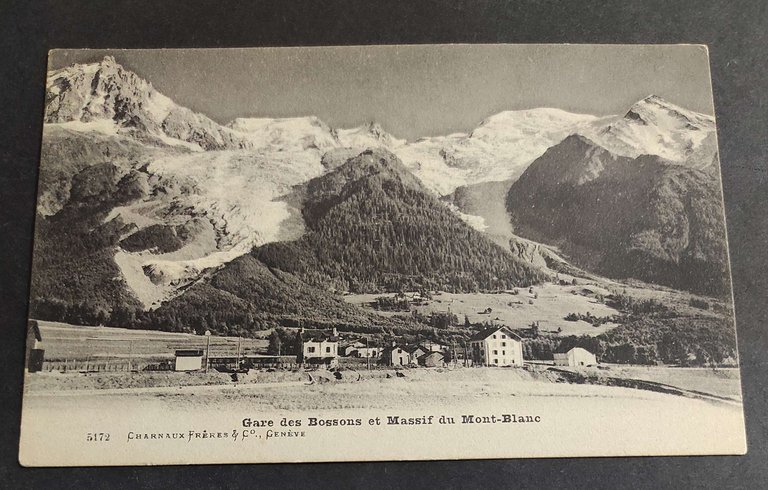 Cartolina Gare des Bossons et Massif du Mont-Blanc
