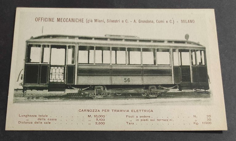 Cartolina Milano - Officine Meccaniche - Carrozza per Tramvia Elettrica