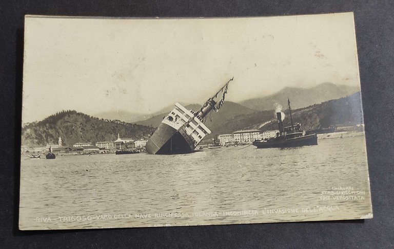 Cartolina Riva - Trigoso - Varo della Nave Principessa Jolanda