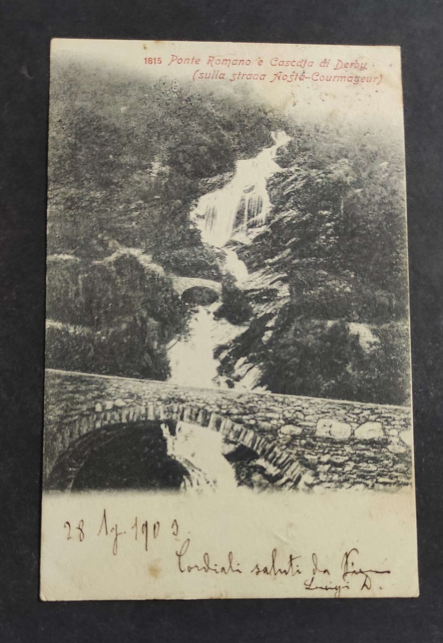 Cartolina Sulla Strada Aosta - Courmayeur Ponte Romano e Cascata … | Immagine principale
