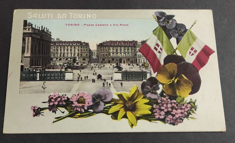 Cartolina Torino - Piazza Castello e Via Roma