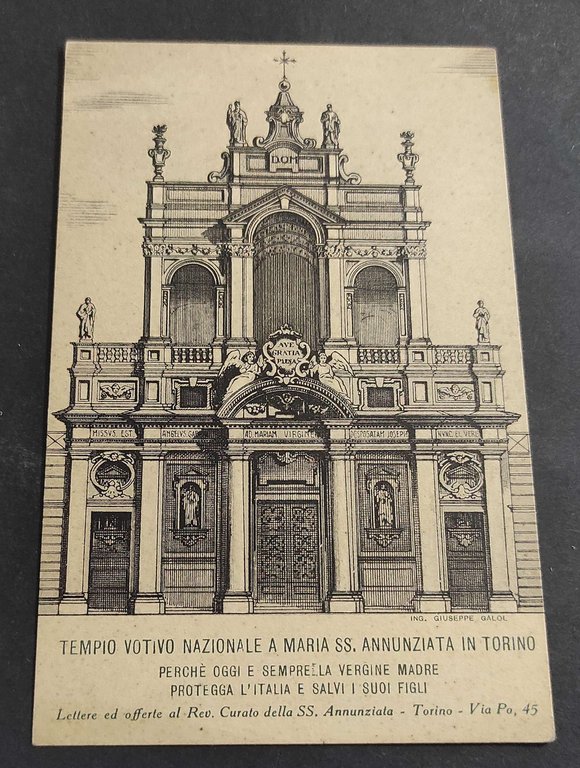 Cartolina Torino - Tempio Votivo Nazionale a Maria SS. Annunziata