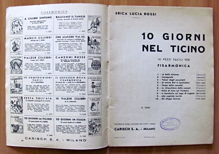 10 GIORNI NEL TICINO, 10 PEZZI FACILI PER FISARMONICA
