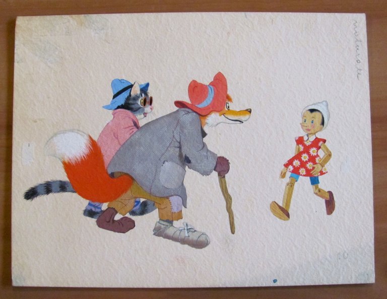 2 Tavole Originali PINOCCHIO, il GATTO e la VOLPE e …