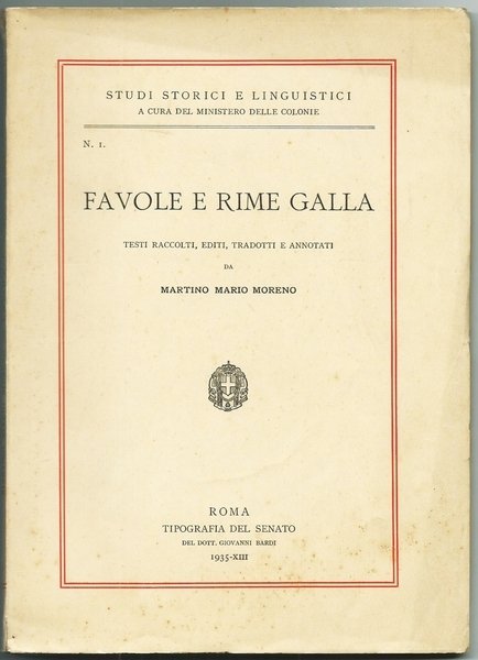 FAVOLE E RIME GALLA ROMA TIP. DEL SENATO 1935