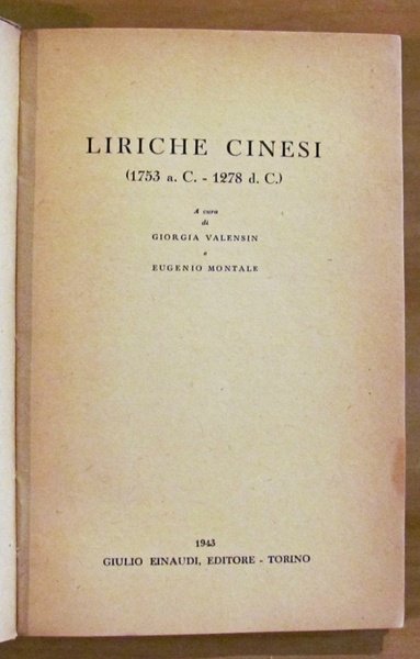 LIRICHE CINESI (1753 A. C. - 1278 D. C.) - …