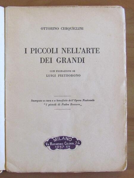 I PICCOLI NELL'ARTE DEI GRANDI, 1937 - ill. A. TERZI