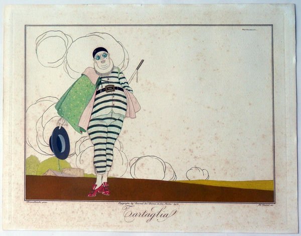 UMBERTO BRUNELLESCHI - "TARTAGLIA" - POCHOIR ART DECO 1914