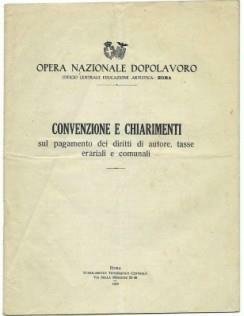 Opera Nazionale Dopolavoro. Ufficio Centrale Educazione Artistica. Roma. Convenzioni-Chiarimenti Sui …