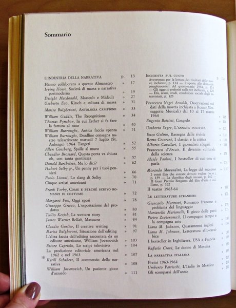 ALMANACCO LETTERARIO BOMPIANI, 1965 - L'Industria Della Narrativa