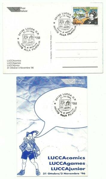 Cartolina LUCCA COMICS - ANNULLO SPECIALE 1996 Invito Filatelia - …
