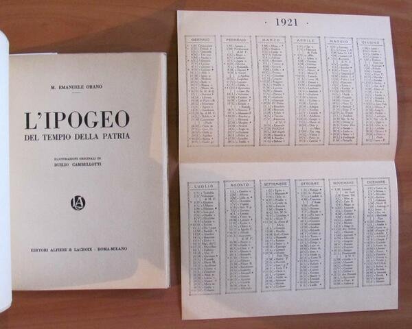L'IPOGEO DEL TEMPIO DELLA PATRIA - Alfieri and Lacroix, 1921 …