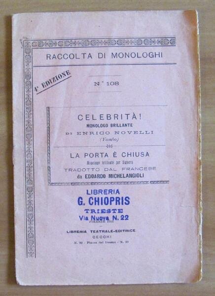 Raccolta di Monologhi N.108 del 1911 - Enrico Novelli (YAMBO) …