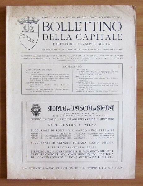 BOLLETTINO della CAPITALE - Anno I N.9 1936 - Direttore …