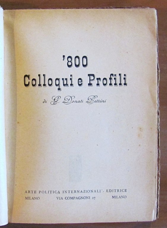'800 COLLOQUI E PROFILI - Scrittori Milanesi