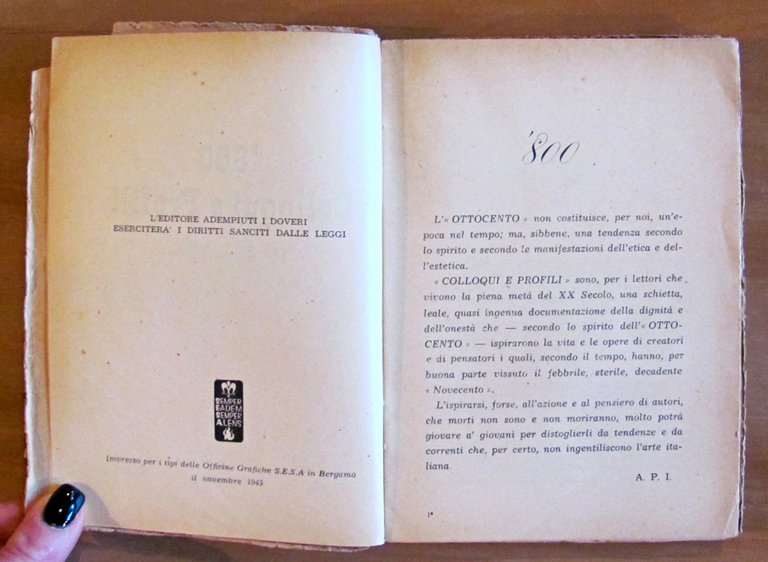 '800 COLLOQUI E PROFILI - Scrittori Milanesi