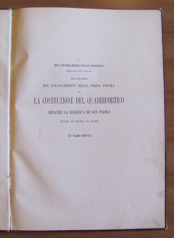 A sua Eccellenza Paolo Boselli nella occasione del collocamento della …