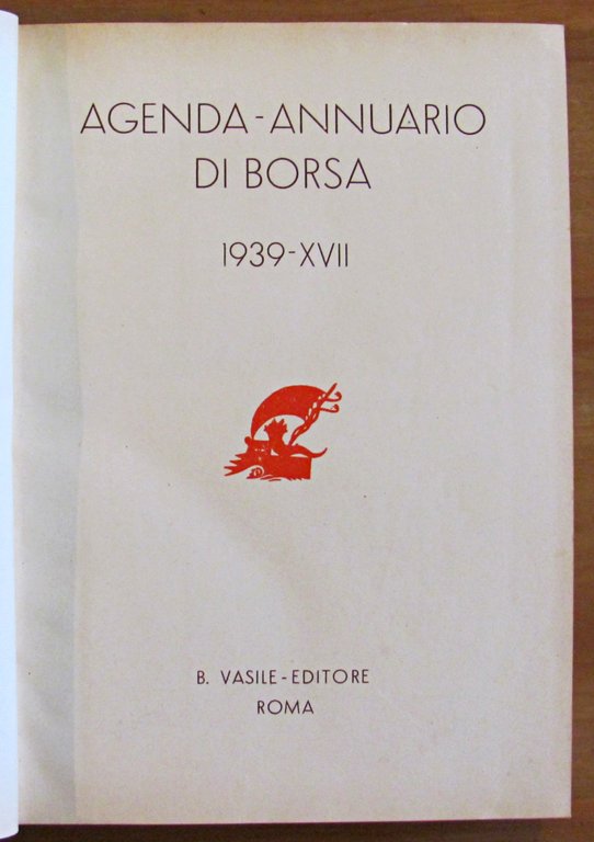 AGENDA ANNUARIO DI BORSA 1939