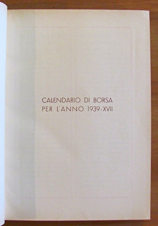 AGENDA ANNUARIO DI BORSA 1939