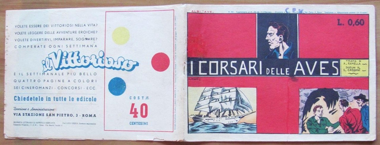 Albi Ave N.36 Del 1941. I Corsari Delle Aves. Supplemento …