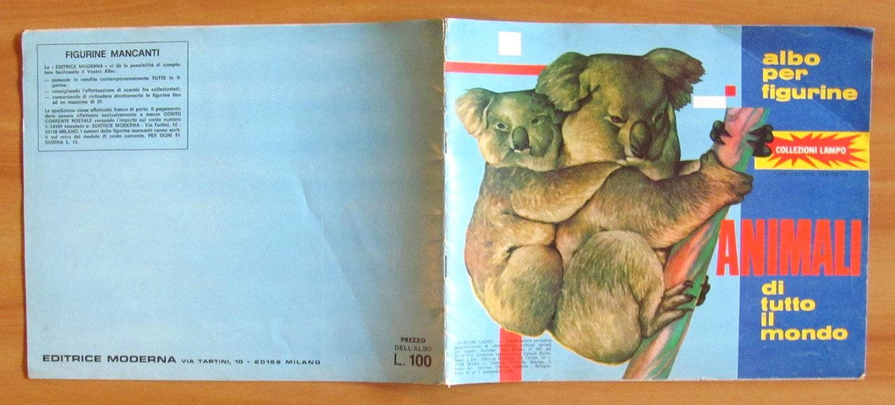 ALBUM FIGURINE ANIMALI DI TUTTO IL MONDO Ed. Modena, Lampo …