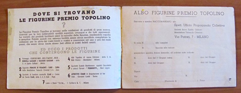 Album Figurine Premio Topolino. Elah, 1936. Presenti 96/100 Figurine. Prima …