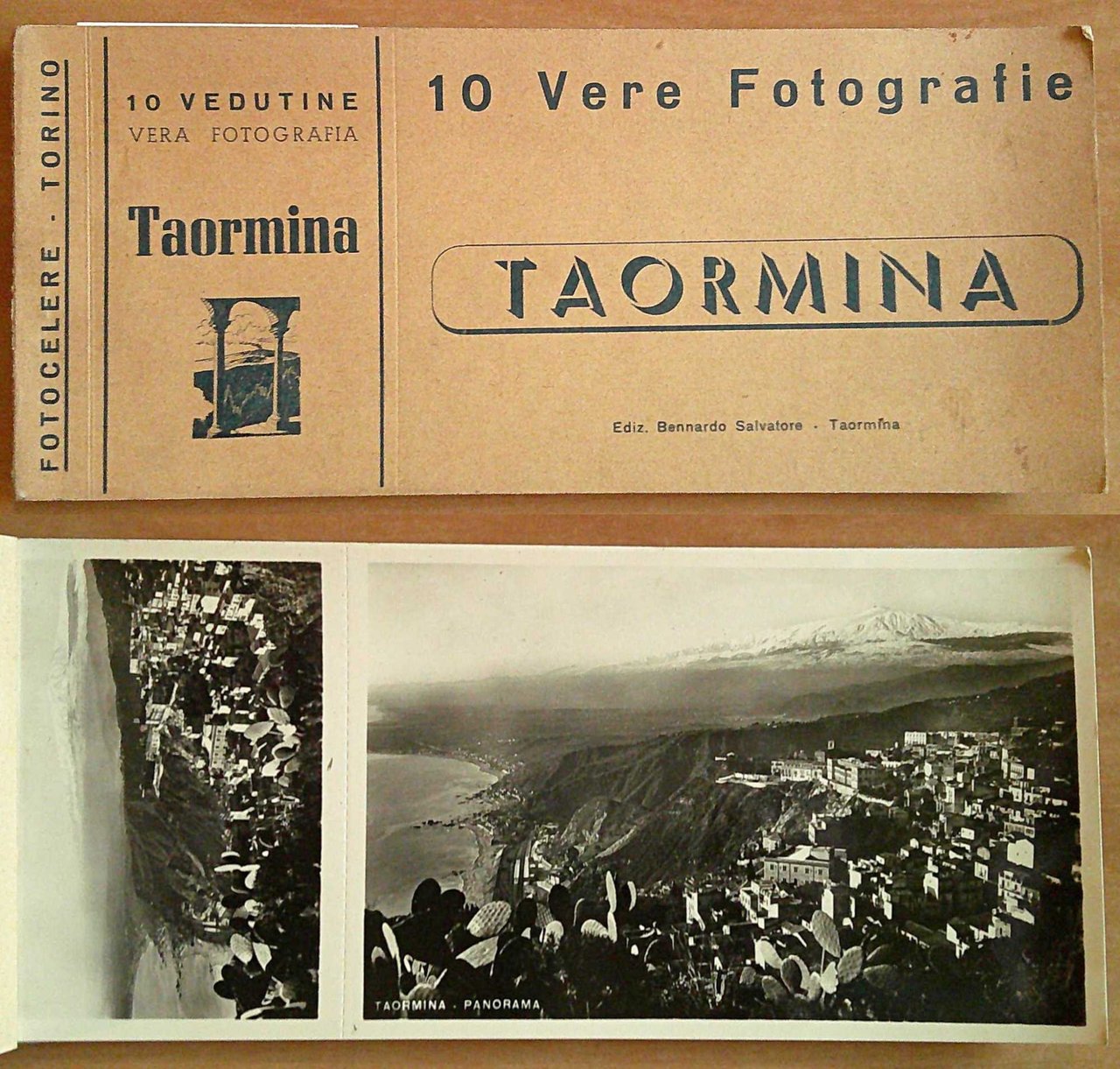 Album Fotografico Fotocelere 10 Vedutine con Cartoline TAORMINA, anni '30