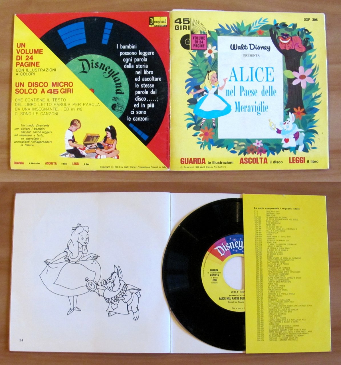 ALICE NEL PAESE DELLE MERAVIGLIE, 1969 con Disco 45"