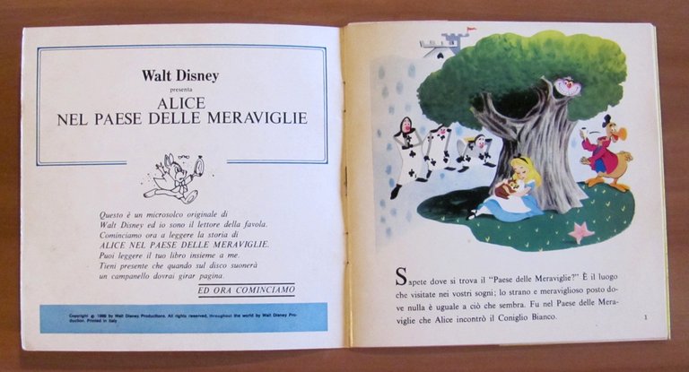 ALICE NEL PAESE DELLE MERAVIGLIE, 1969 con Disco 45"