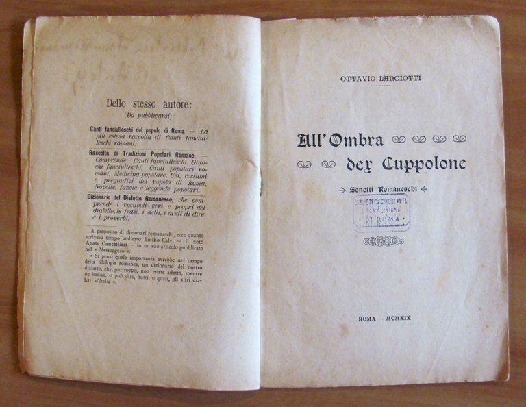 ALL'OMBRA DER CUPPOLONE - Sonetti Romaneschi, 1919