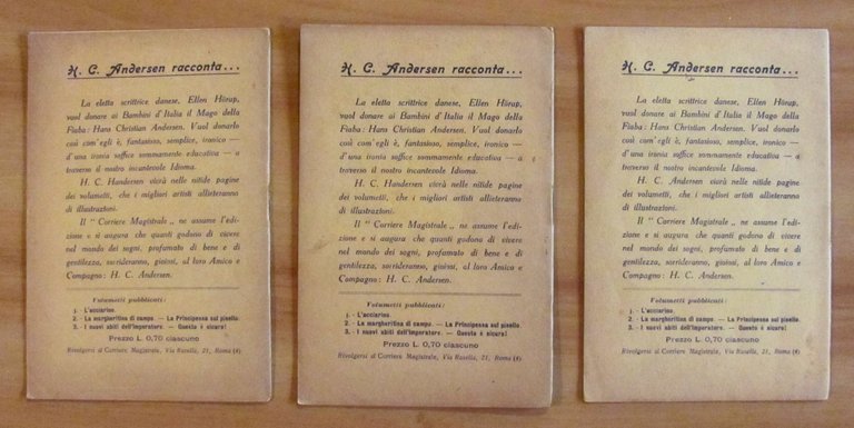 ANDERSEN RACCONTA Vol. 1, 2 e 3, primi '900 - …
