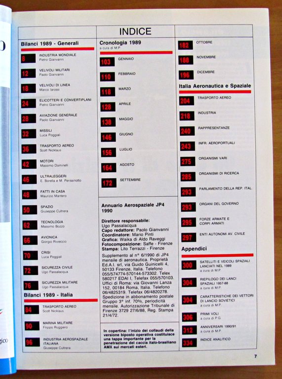 ANNUARIO AEROSPAZIALE 1990 - JP4