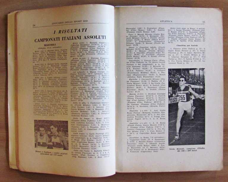 ANNUARIO DELLO SPORT 1958 - Primati - Risultati - Commenti …