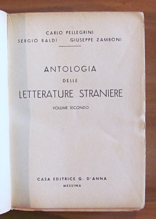 ANTOLOGIA DELLE LETTERATURE STRANIERE VOL. II