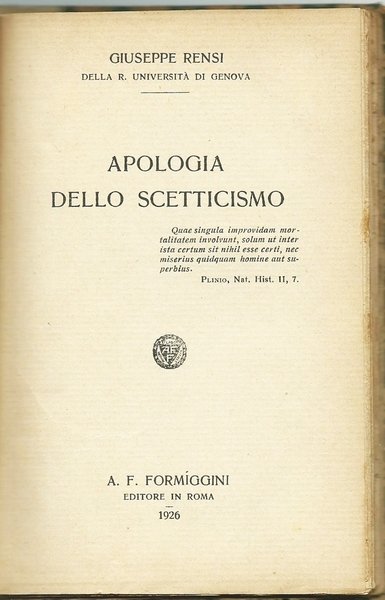 APOLOGIA DELLO SCETTICISMO