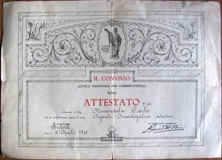 Attestato Di Agente Investigativo (Detective). Il Convivio. Scuola Nazionale Per …
