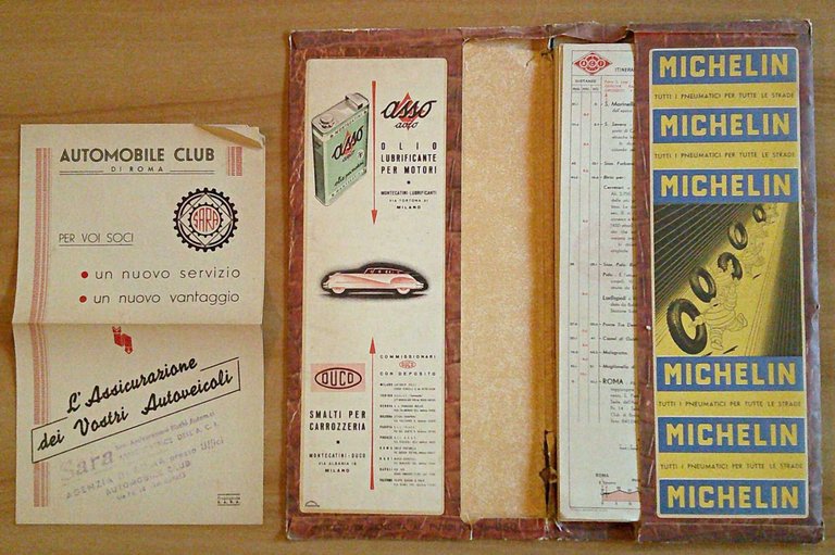 AUTOMOBILE CLUB D'ITALIA - Itinerari Stradali, 1949 con Depliant SARA …