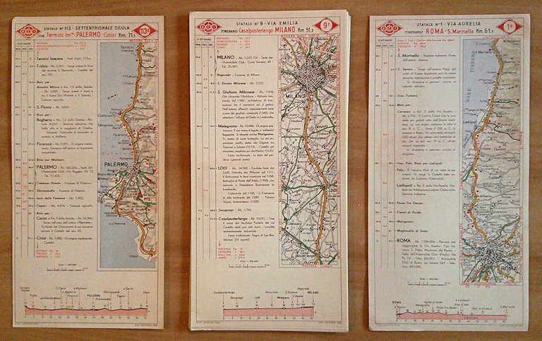 AUTOMOBILE CLUB D'ITALIA - Itinerari Stradali, 1949 con Depliant SARA …