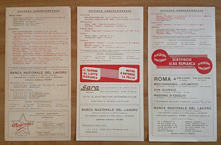 AUTOMOBILE CLUB D'ITALIA - Itinerari Stradali, 1949 con Depliant SARA …