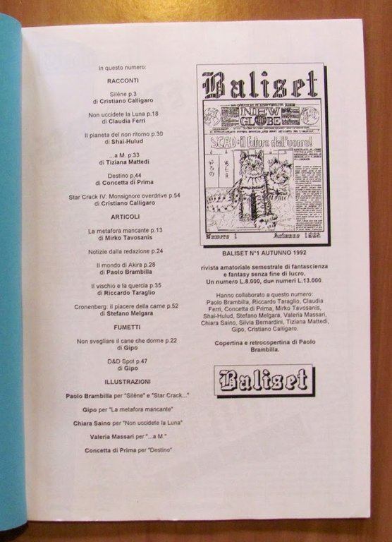BALISET Rivista amatoriale di Fantascienza e Fantasy - N. 1