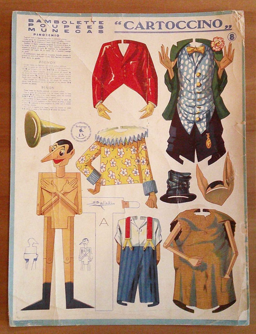 Bambolette Cartoccino Tavola 8 - PINOCCHIO con abiti da ritagliare …