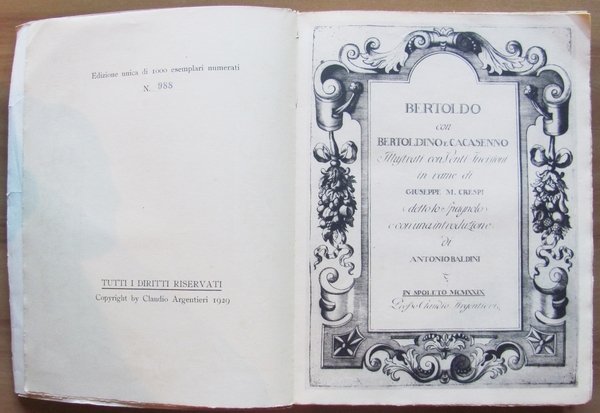 BERTOLDO CON BERTOLDINO E CACASENNO, 1929 - inc. G. M. …