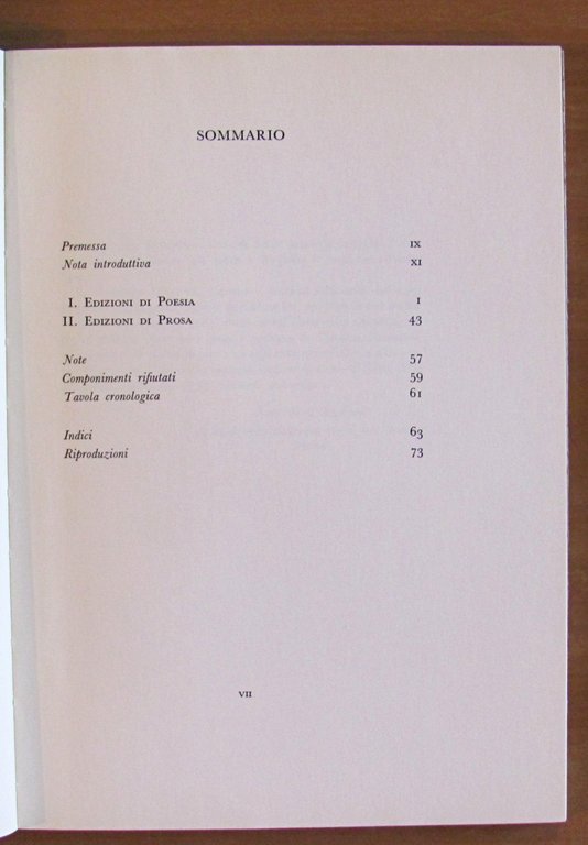 BIBLIOGRAFIA DELLE EDIZIONI ORIGINLI DI UMBERTO SABA - Con "Indice …