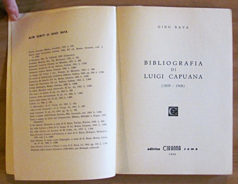 BIBLIOGRAFIA DI LUIGI CAPUANA 1839-1968 - Coll. Lettere nella storia …