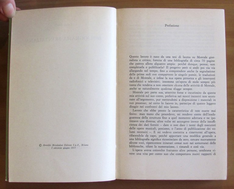 BIBLIOGRAFIA MONTALIANA, I ed. 1977