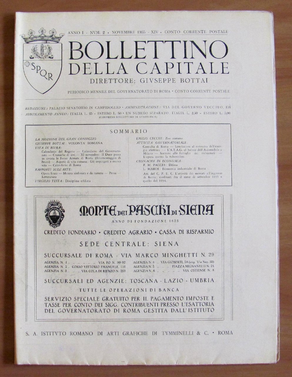 BOLLETTINO della CAPITALE - Anno I N.2 1935 - Direttore …