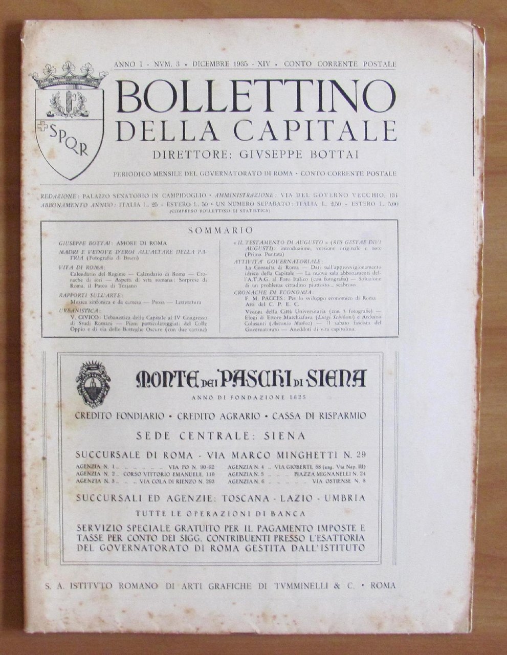 BOLLETTINO della CAPITALE - Anno I N.3 1935 - Direttore …
