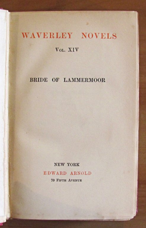 BRIDE OF LAMMERMOOR - WAVERLEY NOVELS Vol. XIV
