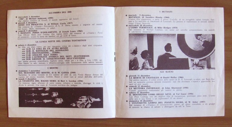Brochure FANTASCIENZA CINE CLUB TEVERE, 1975/76 Rassegna Cinematografica